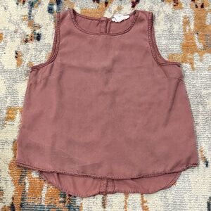 Mauve rose ladies women sleeveless tank top blouse sz small back button clothes